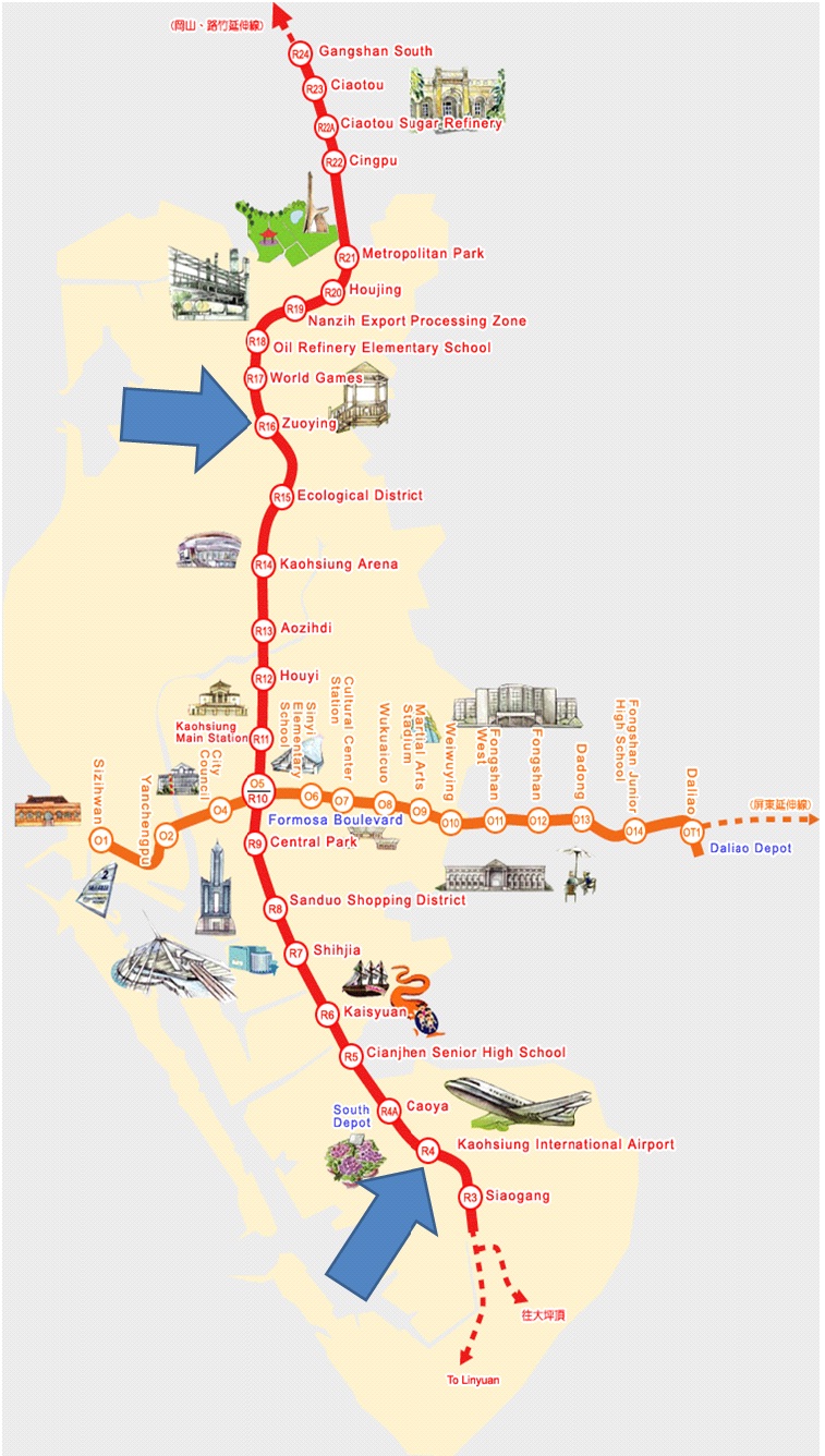 Kaohsiung Mass Rapid Transit Route Map