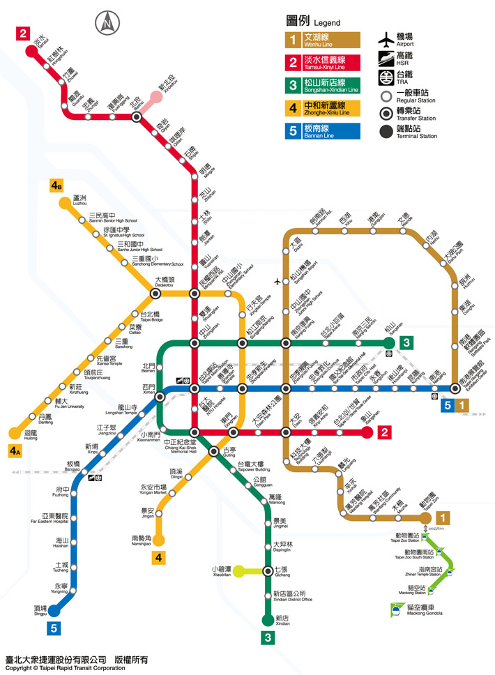 Taipei Mass Rapid Transit Route Map